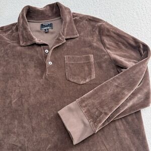 Todd Snyder Velour Polo Shirt XL Glazed Pecan Long Sleeve Portugal Cotton Blend